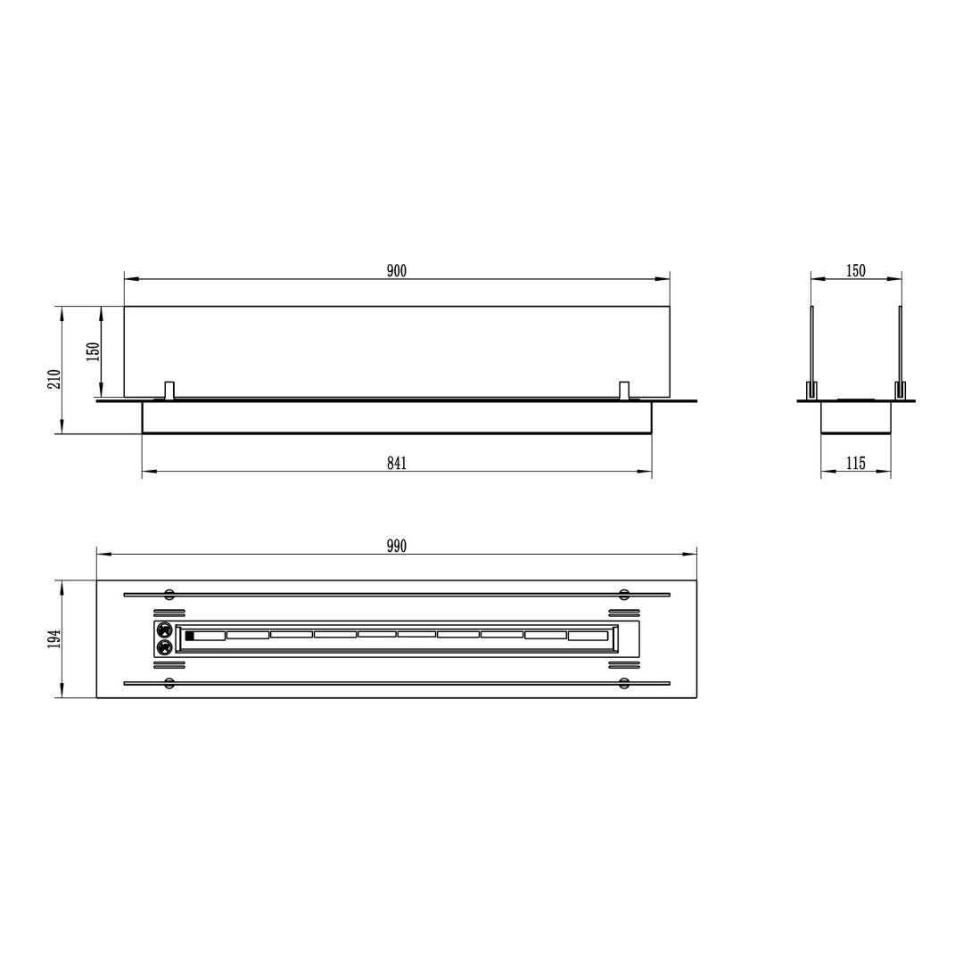 Bruciatore a bioetanolo Divina Fire DF94813 con vetri da incasso 100 cm - Outdoor Privé