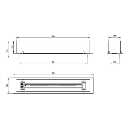 Bruciatore a bioetanolo Divina Fire DF94813 con vetri da incasso 100 cm - Outdoor Privé