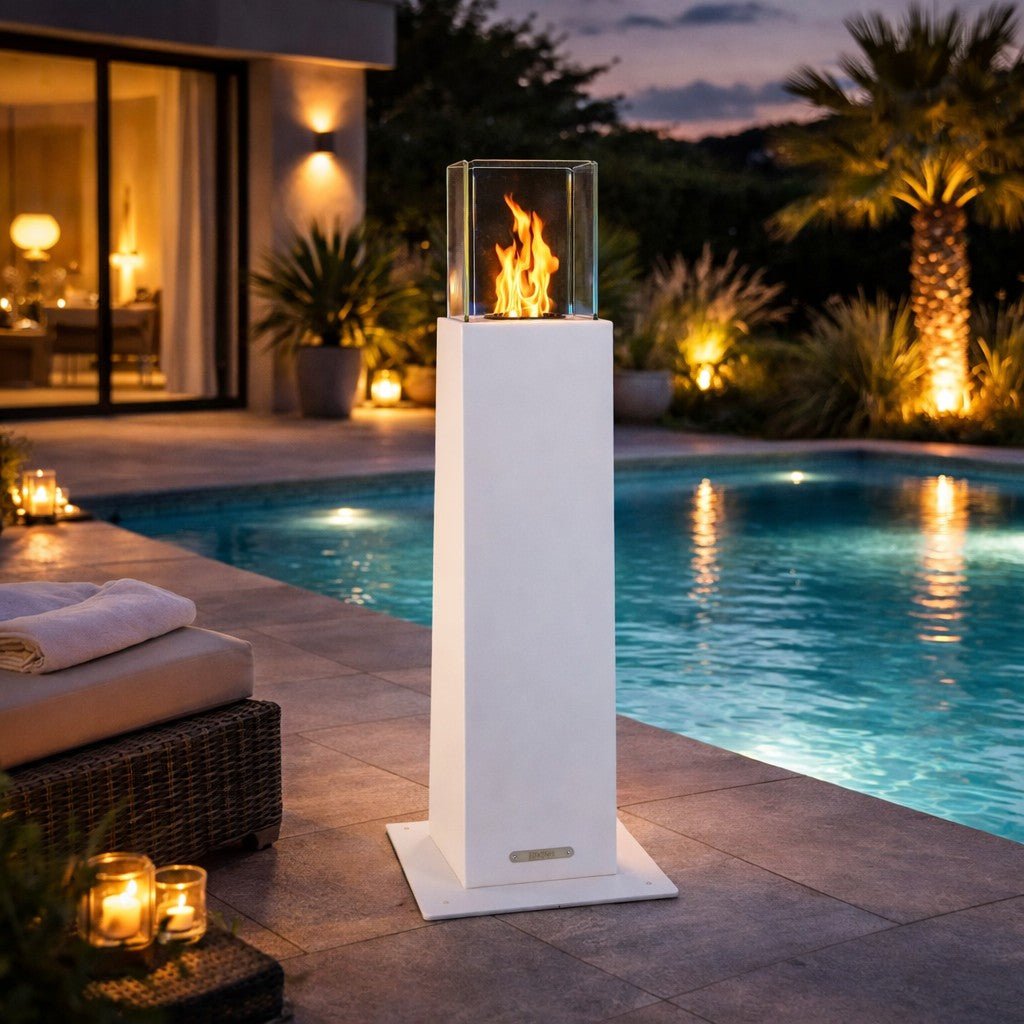 Biocamino Divina Fire Capri 110 da terra per esterno bianco o nero - Outdoor Privé