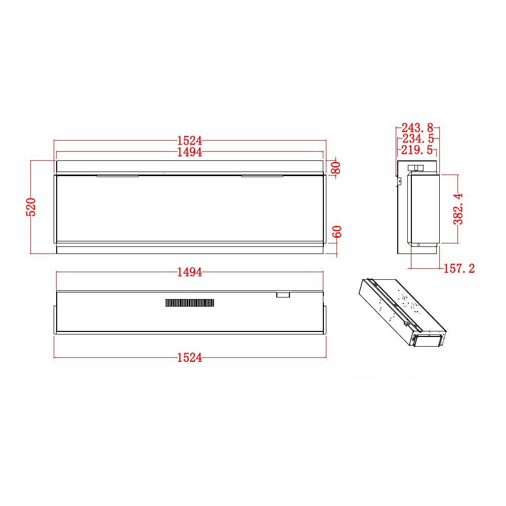 Camino elettrico Divina Fire Filadelfia 150 da incasso LCD e LED - Outdoor Privé