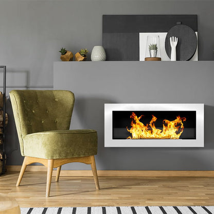 Camino a bioetanolo Divina Fire Livorno 90 bianco da parete o incasso - Outdoor Privé