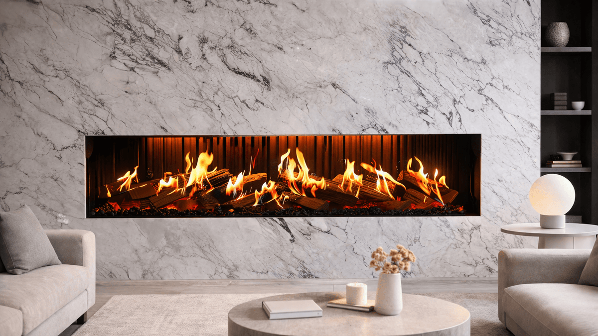 Camino elettrico Divina Fire Montreal 130 olografico LCD da incasso - Outdoor Privé
