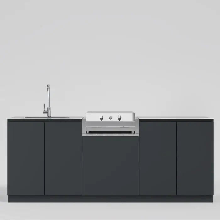 Cucina da Esterno Flaminia 220 cm – Monoblocco con Barbecue a Gas 2 Fuochi - Outdoor Privé
