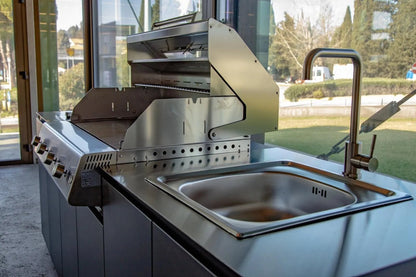 Cucina da Esterno Flaminia – Monoblocco con Barbecue a Gas 4 Fuochi e Fornello Laterale - Outdoor Privé