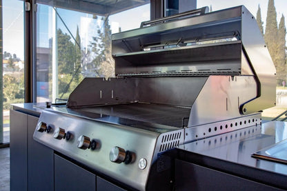 Cucina da Esterno Flaminia – Monoblocco con Barbecue a Gas 4 Fuochi e Fornello Laterale - Outdoor Privé