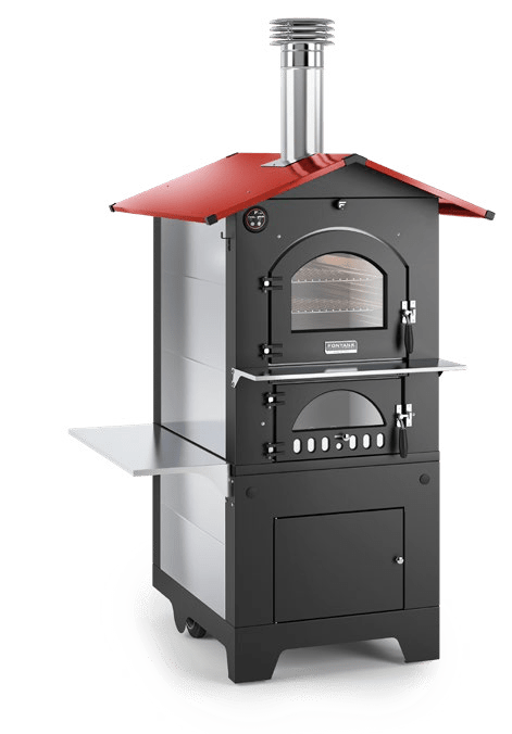 Forno a legna E-Rosso con carrello Fontana Forni - Outdoor Privé