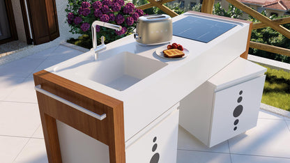 Cucina da esterno completa Extra Furore Basic 1.8 – lavello integrato e induzione 4 zone - Outdoor Privé