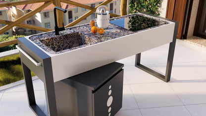 Cucina da esterno completa Extra Furore Basic 1.8 – lavello integrato e induzione 4 zone - Outdoor Privé