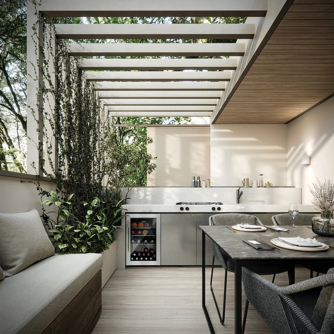 Frigorifero a vetrinetta Caso – 30 bottiglie inox 5÷20°C - Outdoor Privé