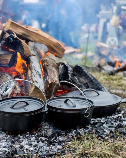 Forno olandese in ghisa Lodge Camp Dutch Oven con gambe – 3,78 / 5,7 / 7,6 / 9,5 L - Outdoor Privé