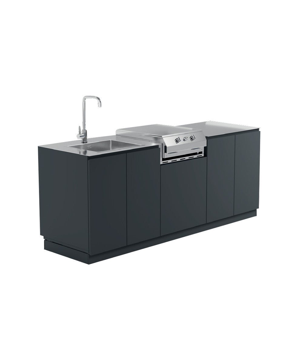 Cucina da Esterno Flaminia 220 cm – Monoblocco con Barbecue a Gas 2 Fuochi - Outdoor Privé