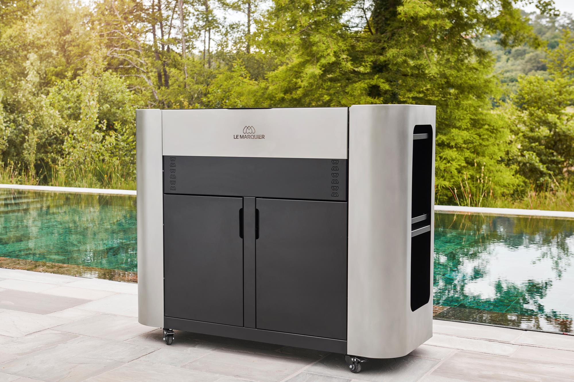 Plancha a gas Le Marquier Exclusive 375 XL – mobiletto inox e nero - Outdoor Privé