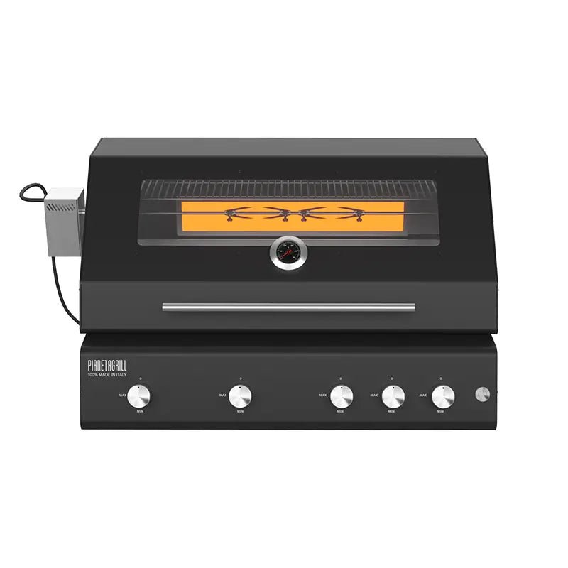 Barbecue a gas Pianeta Grill Fry Top 750 Range Nero – 5 fuochi con griglie a tondino - Outdoor Privé