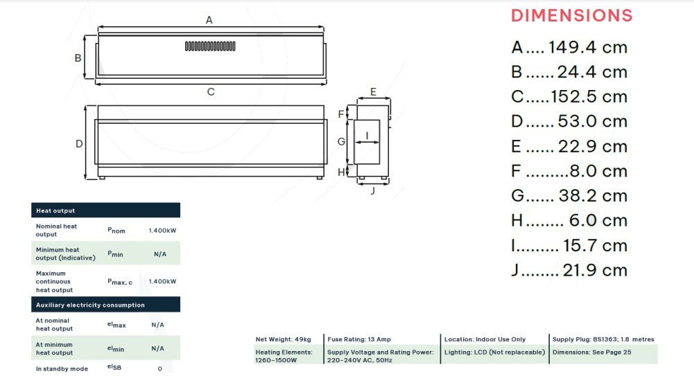 Caminetto elettrico MaisonFire Ardelis – trifacciale 152,5×53×24 cm - Outdoor Privé