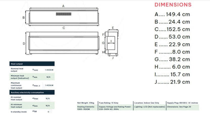 Caminetto elettrico MaisonFire Ardelis – trifacciale 152,5×53×24 cm - Outdoor Privé