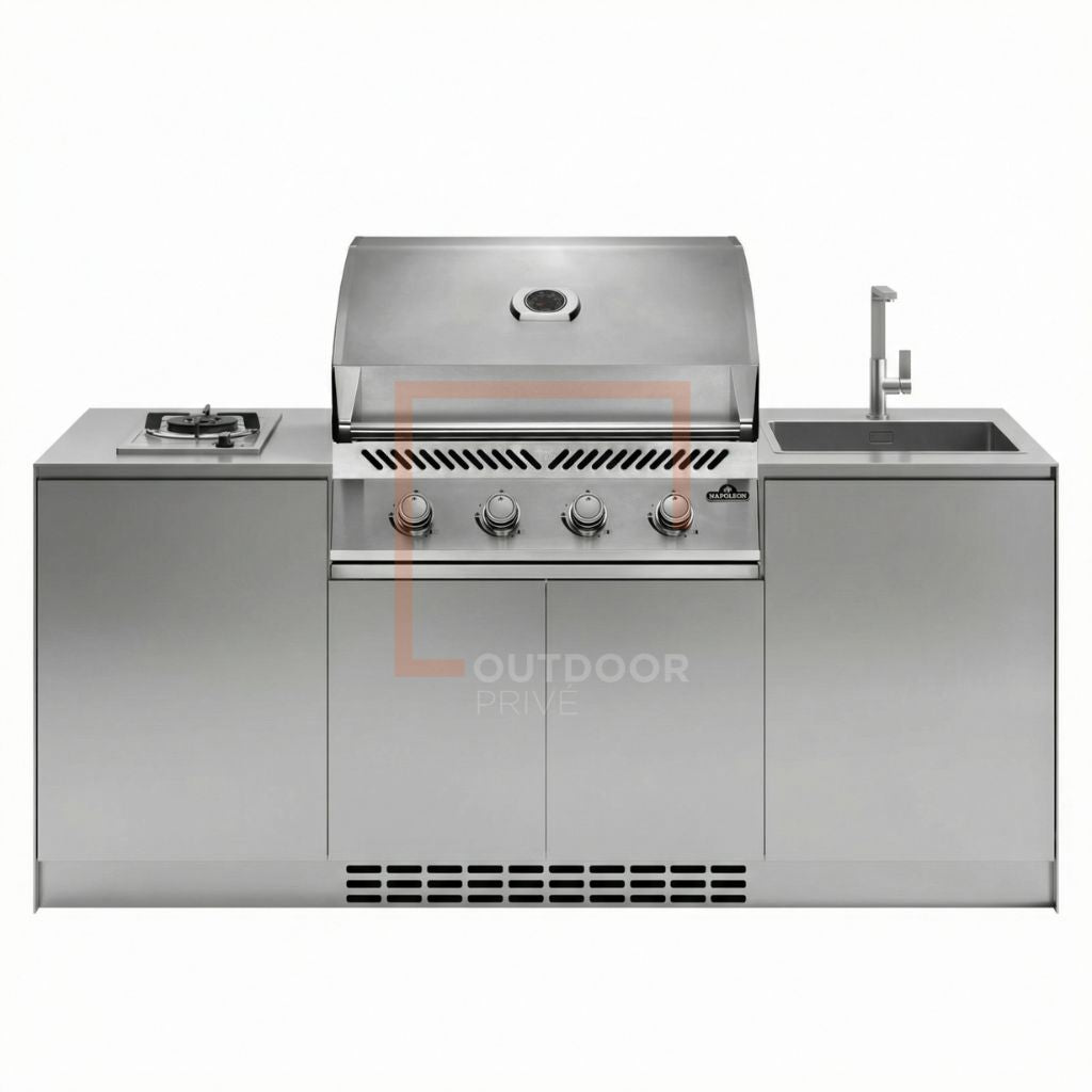 Cucina da esterno a parete completa OF OutdoorKitchens Via Nolfi 527 - lavello, fornello e bbq a gas - Outdoor Privé