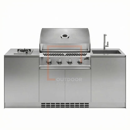 Cucina da esterno a parete completa OF OutdoorKitchens Via Nolfi 527 - lavello, fornello e bbq a gas - Outdoor Privé