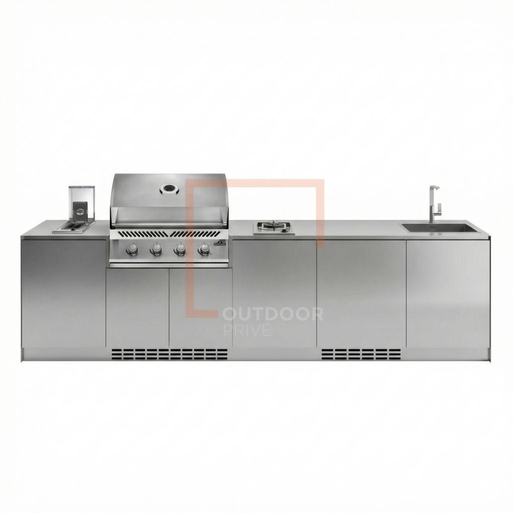 Cucina da esterno a parete completa OF OutdoorKitchens Via Nolfi 528 - frigo Bosch e bbq a gas - Outdoor Privé