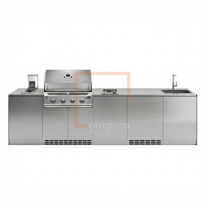 Cucina da esterno a parete completa OF OutdoorKitchens Via Nolfi 528 - frigo Bosch e bbq a gas - Outdoor Privé