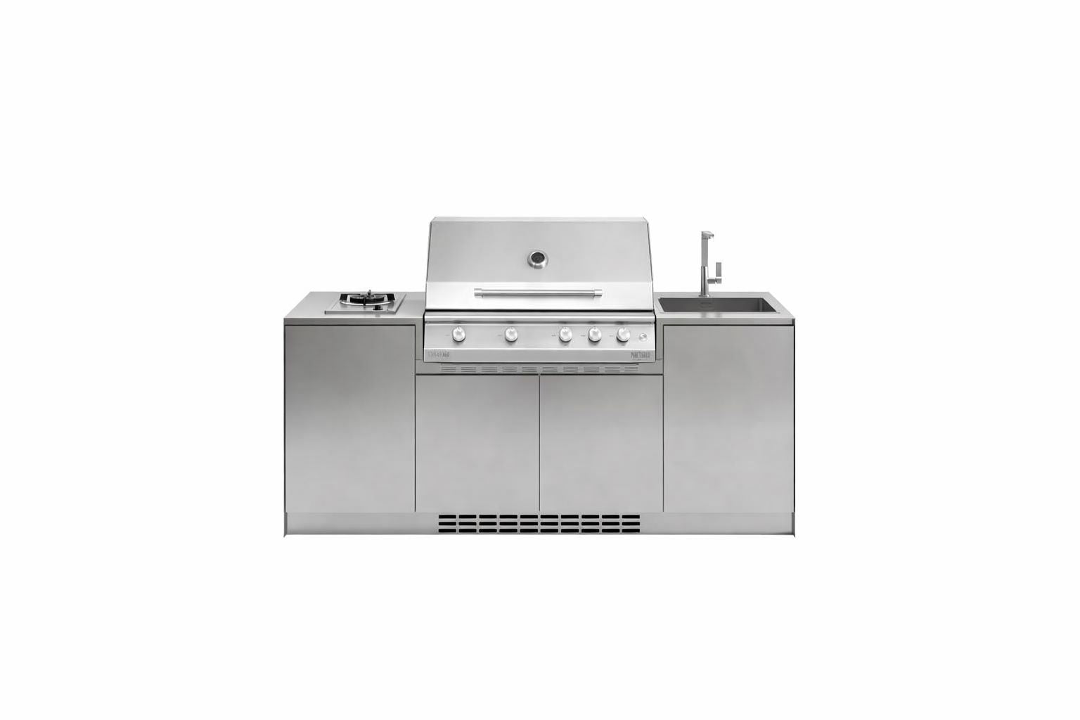 Cucina da esterno a parete completa OF OutdoorKitchens Via Nolfi 527 - lavello, fornello e bbq a gas - Outdoor Privé