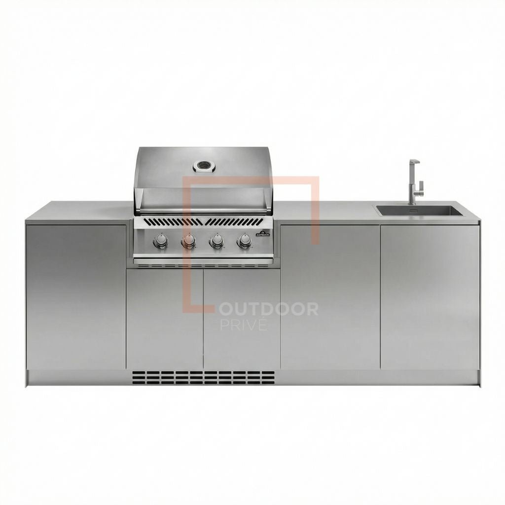 Cucina da esterno a parete OF OutdoorKitchens Via Nolfi 529 – lavello e bbq a gas - Outdoor Privé
