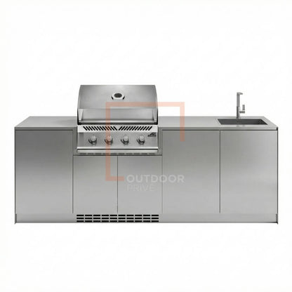 Cucina da esterno a parete OF OutdoorKitchens Via Nolfi 529 – lavello e bbq a gas - Outdoor Privé