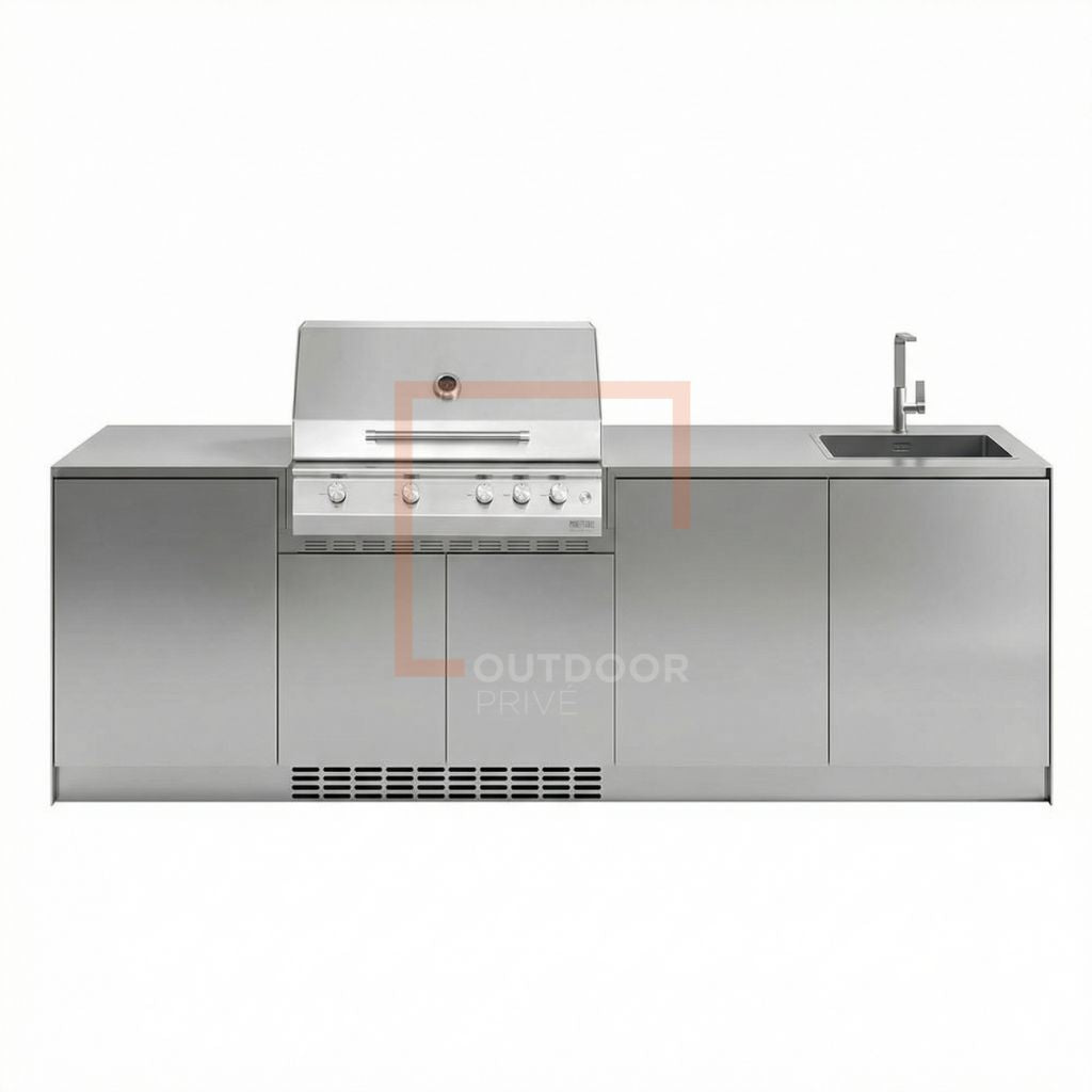 Cucina da esterno a parete OF OutdoorKitchens Via Nolfi 529 – lavello e bbq a gas - Outdoor Privé